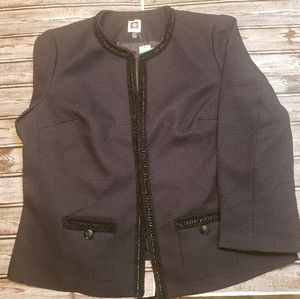 ANNE KLEIN Womens Tweed Jacket With  Tim